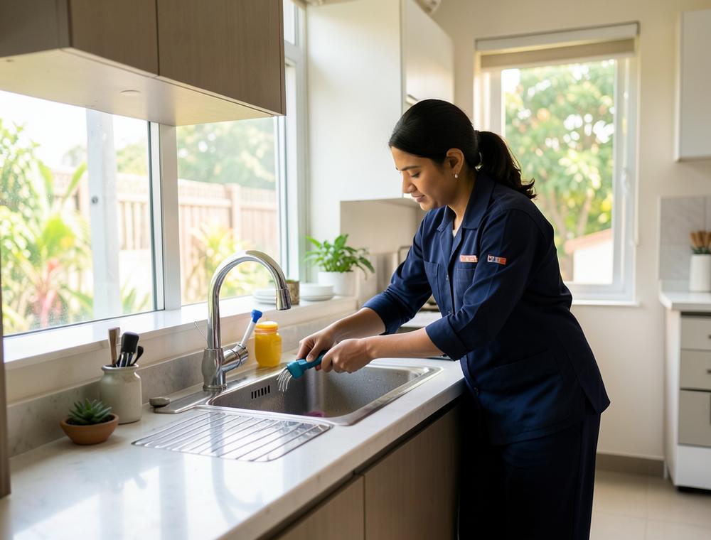 Fixly professional repairing a kitchen sink